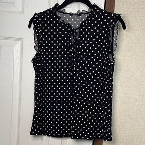 Tommy Hilfiger Black and White Polka Dot Blouse Size Small